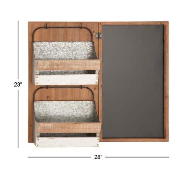 DecMode 28" x 23" Brown Wood Farmhouse Magazine Rack Holder