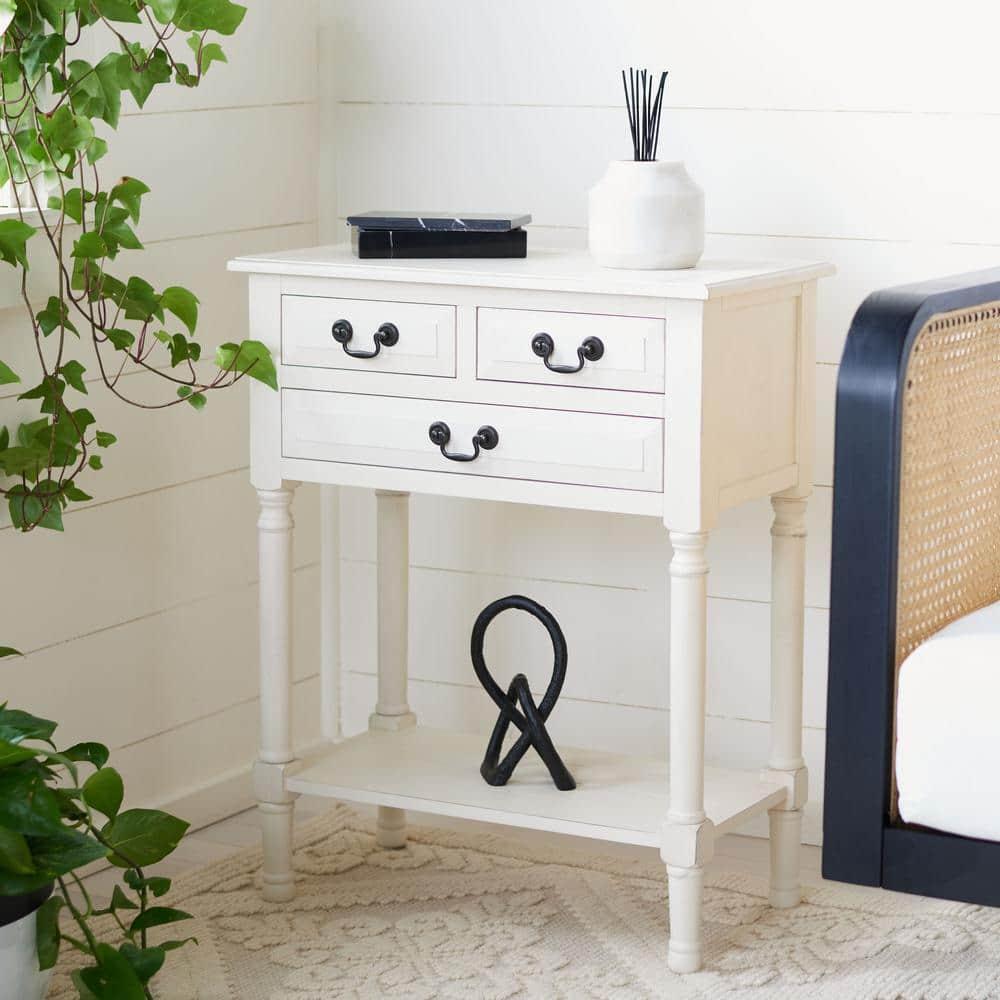 Primrose 3 Drawer Console Table - Distrssed White - Safavieh