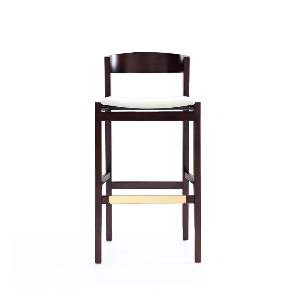 Set of 2 Klismos Upholstered Beech Wood Barstools Ivory - Manhattan Comfort: 30" Fixed Height, Foam Padded