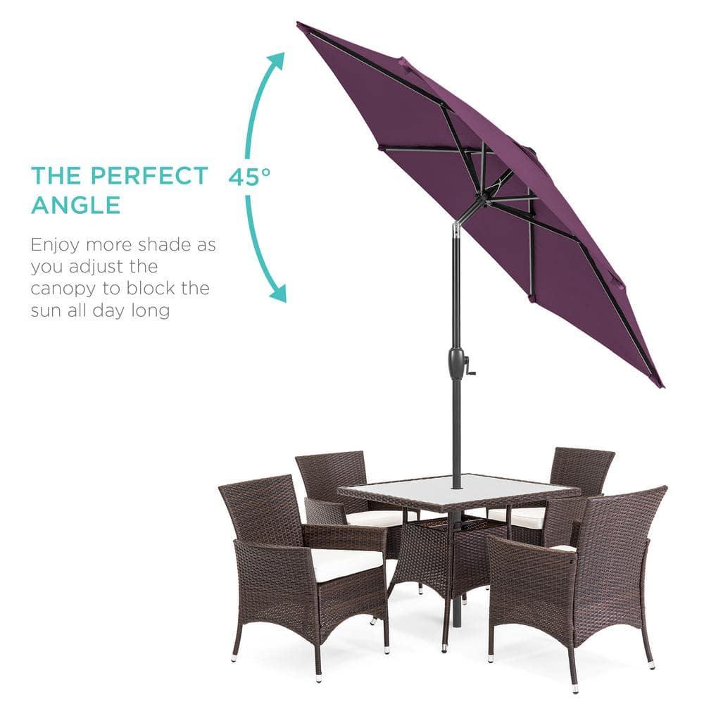 Best Choice Products 7.5ft Heavy-Duty Outdoor Market Patio Umbrella w/ Push Button Tilt, Easy Crank - Amethyst Purple