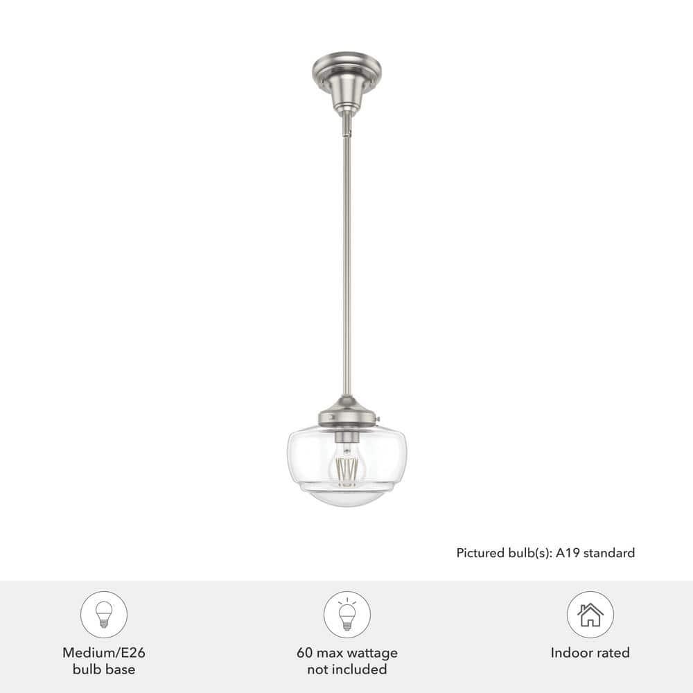 Saddle Creek 1 - Light Single Schoolhouse Pendant with Glass