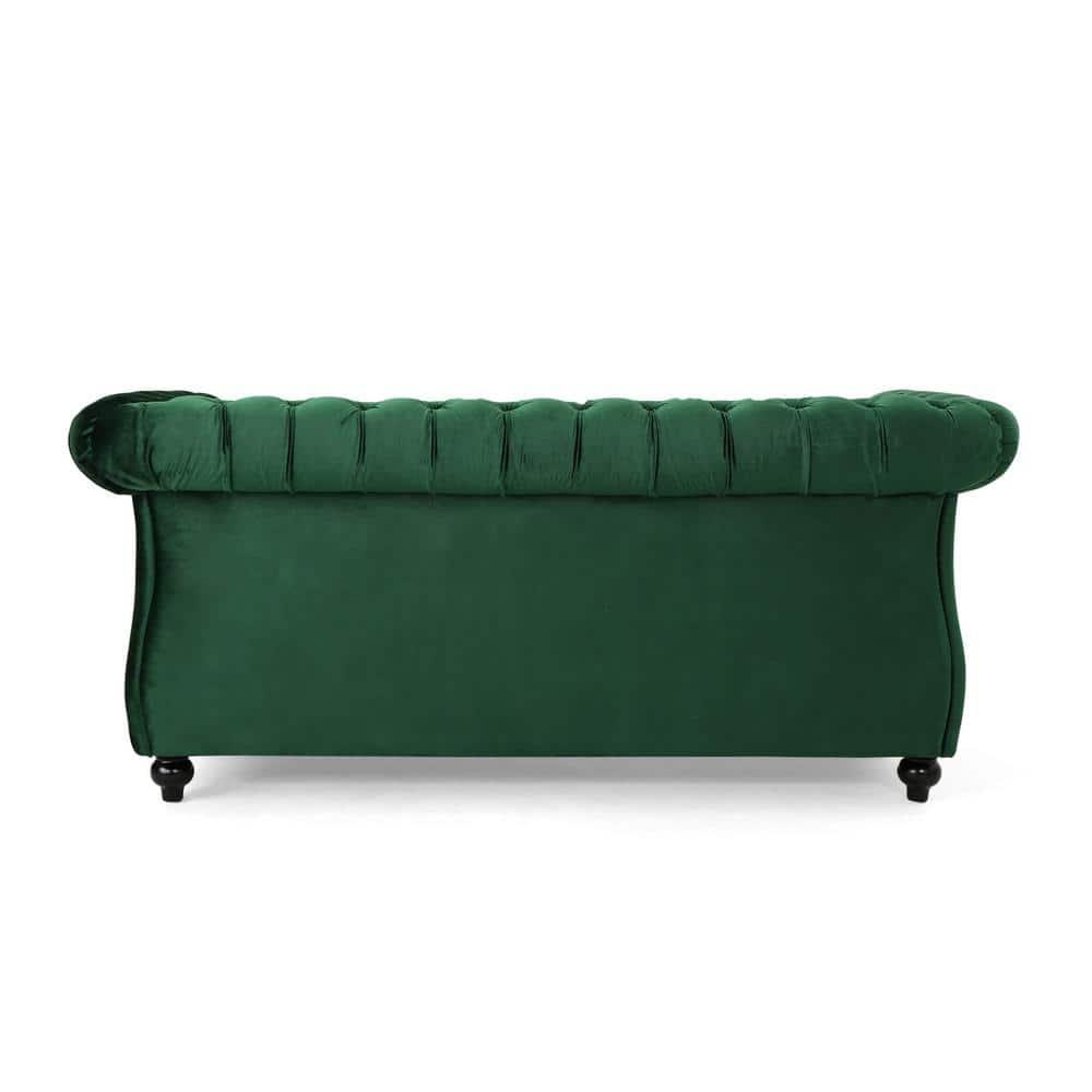 Noble House Aaniya Velvet Tufted Chesterfield Loveseat Sofa, Emerald