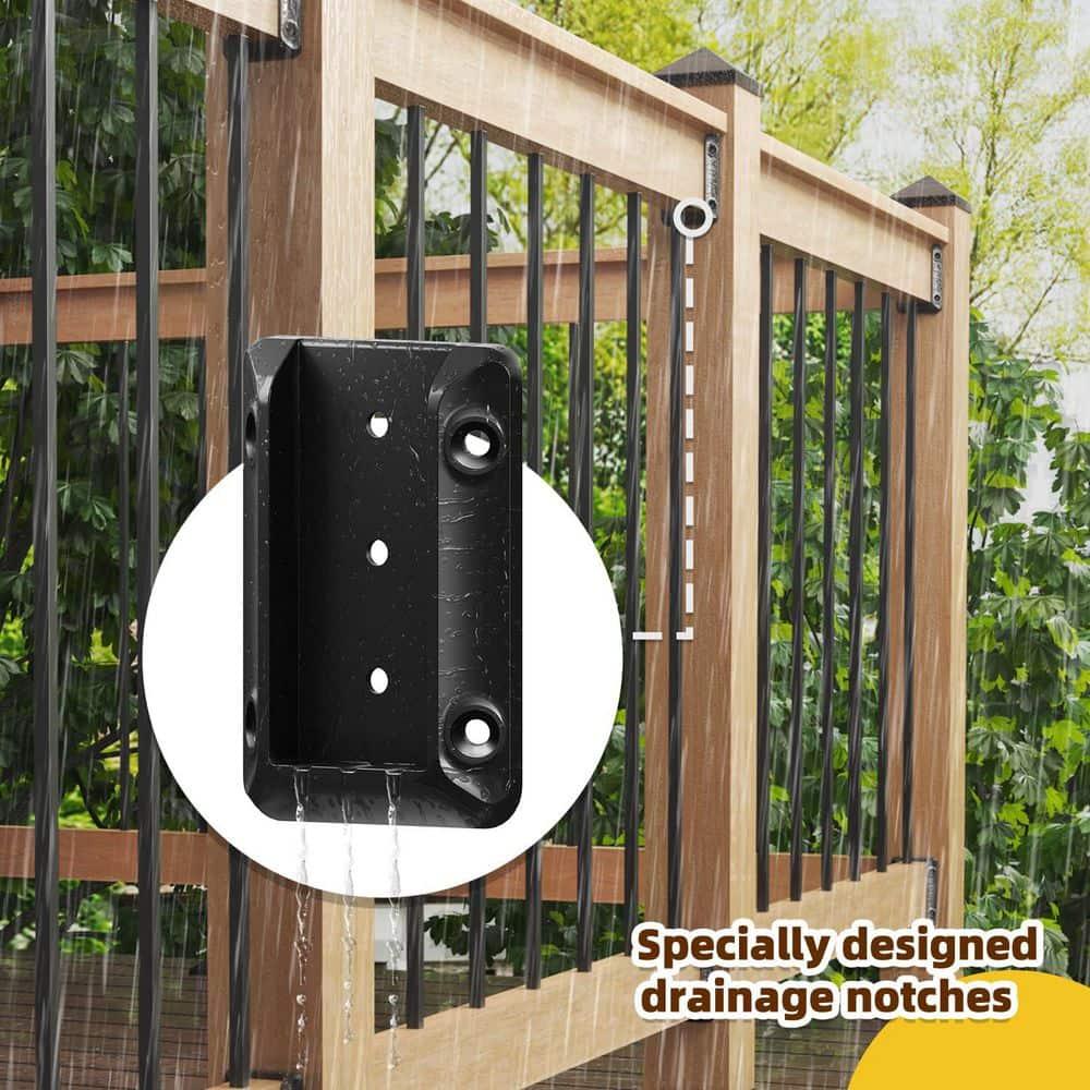 30 Pcs Deck Railing Bracket Connectors for 2"×4“ (Actually 1.5”x3.5“) Wood Post to Handrail Connection, Railing Connectors with 210 Pcs Galvanized Black Screws for Wooden Stair Fence Railings