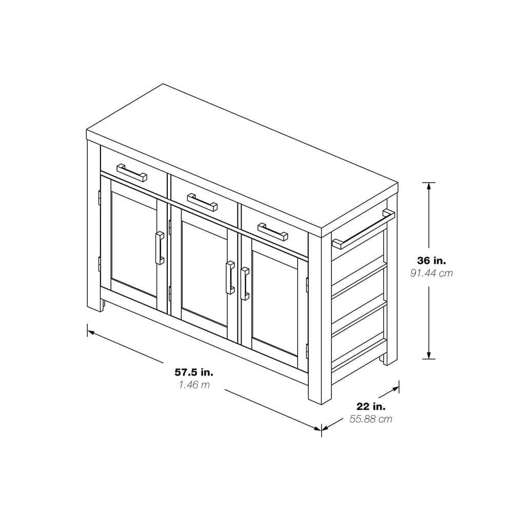 OSP Home Furnishings Cocina Kitchen Island with Spice Rack and Wood Top