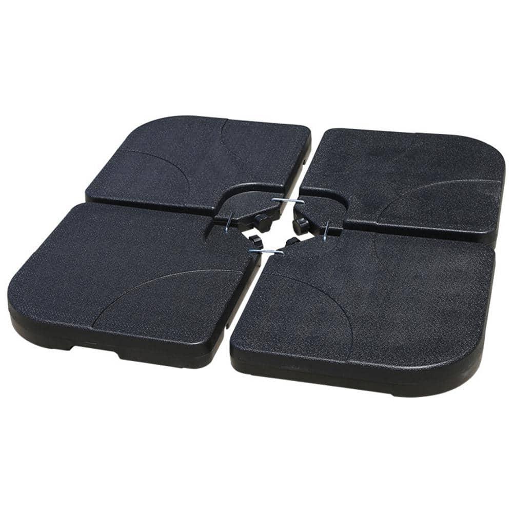 IVV 4PCS Patio Cantilever Offset Umbrella Base, Square Shaped Sand/Water Filled Weight Stand, Outdoor Umbrella Base Plate w/Heavy Duty Plastic, 39" x 39" Umbrella Base (Black)