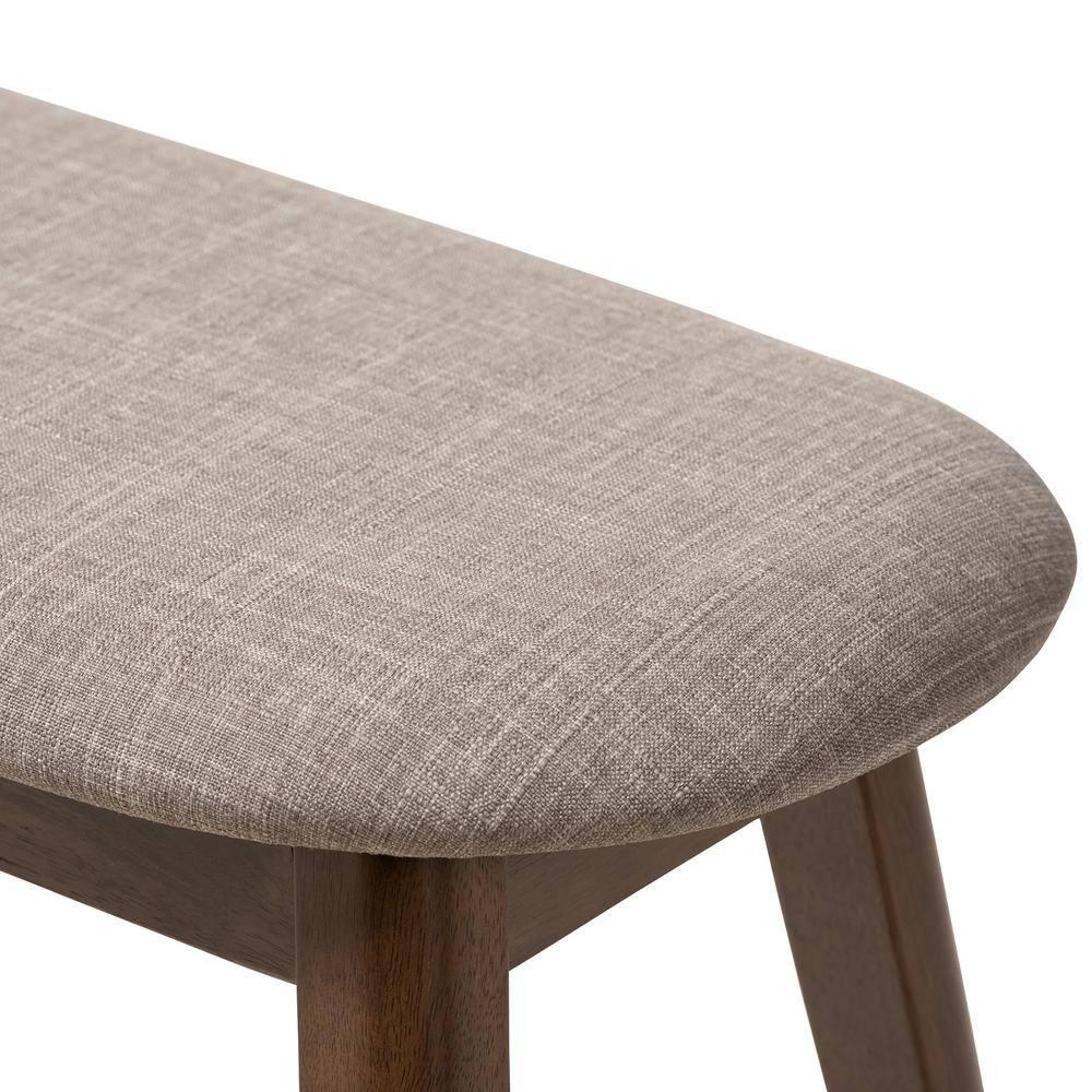 Baxton Studio Easton Mid Century Modern Walnut Finished Wood Fabric Upholstered Bench: Bedroom & Dining Seating