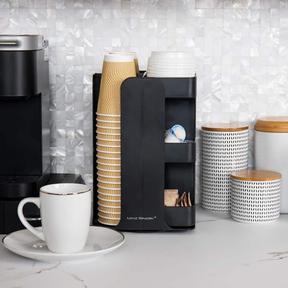 Mind Reader Mind Reader Cup Condiment Carousel, Countertop Organizer, Coffee Bar Accessories, Kitchen, Stirrers, 8"L x 8"W x 12"H