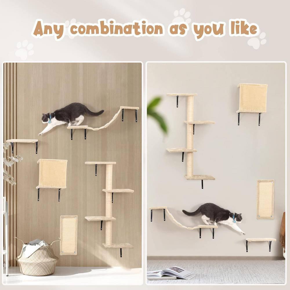 Resenkos Cat Tree,Kitten Condo Scratching Posts Kitty Play House, Multi-Level Cat Condo, Wooden cat running wheel