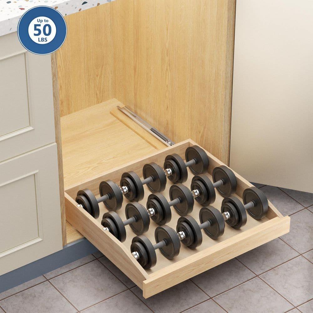 LOVMOR Single Pull Out Cabinet Organizer 25½”W x 21”D, Soft Close Slide Out Drawer Storage Shelves for Kitchen, Wood Cabinet Shelf Pull-Out Organizer Storage for Base Cabinets