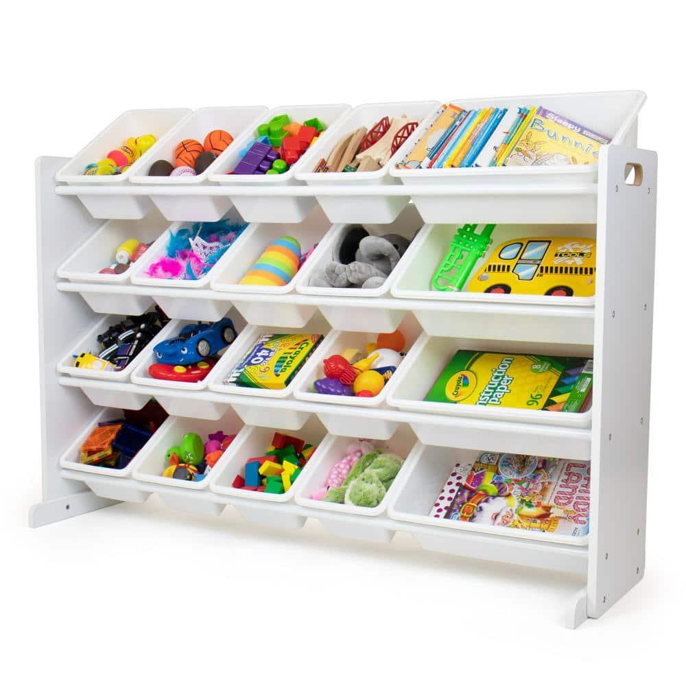 Cambridge Extra Large Kids' Toy Storage Organizer with 20 Storage Bins White - Humble Crew: MDF Bin Shelves, 4 Shelves