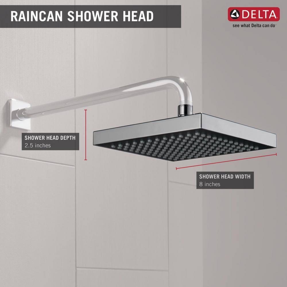 Universal Showering Components Square Single-Spray Rain Shower Head, Rainfall Shower Head 1.8 GPM