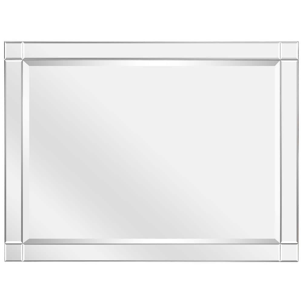 Empire Art Direct Moderno Squared Corner Beveled Rectangle Wall Mirror, Solid Wood Frame, 1"-Beveled Center Mirror, Ready to Hang - Clear 30 in. x 40