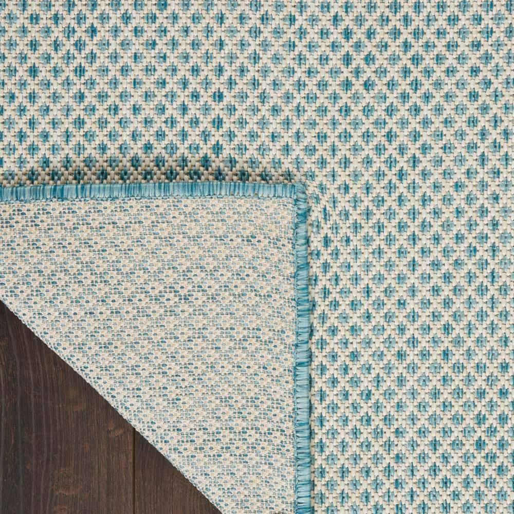 Nourison 2'2" x 8' Courtyard Modern Easy Care Flatweave Indoor Outdoor Runner Rug Ivory/Aqua