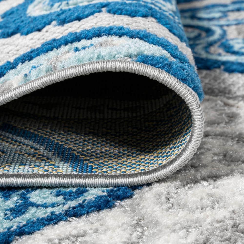 3'x5' Julien Paisley High-Low Indoor/Outdoor Area Rug, Blue/Light Gray - JONATHAN Y