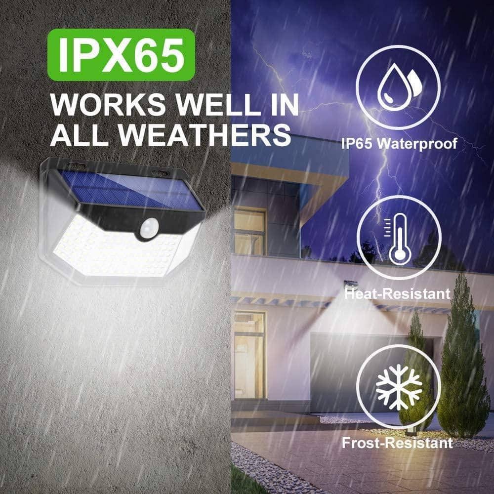 120 LEDs Motion Sensor Lights, 270° Wide Solar Wall Lights, IP65 Waterproof Spot Lights with 3 Lighting Modes (2-Pack)