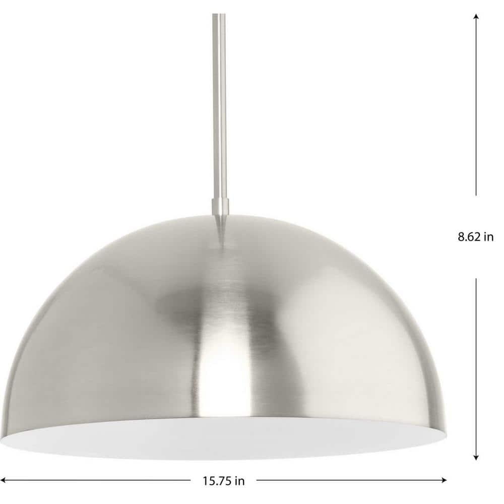Progress Lighting, Perimeter, 1-Light Pendant, Brushed Nickel, Open Shade
