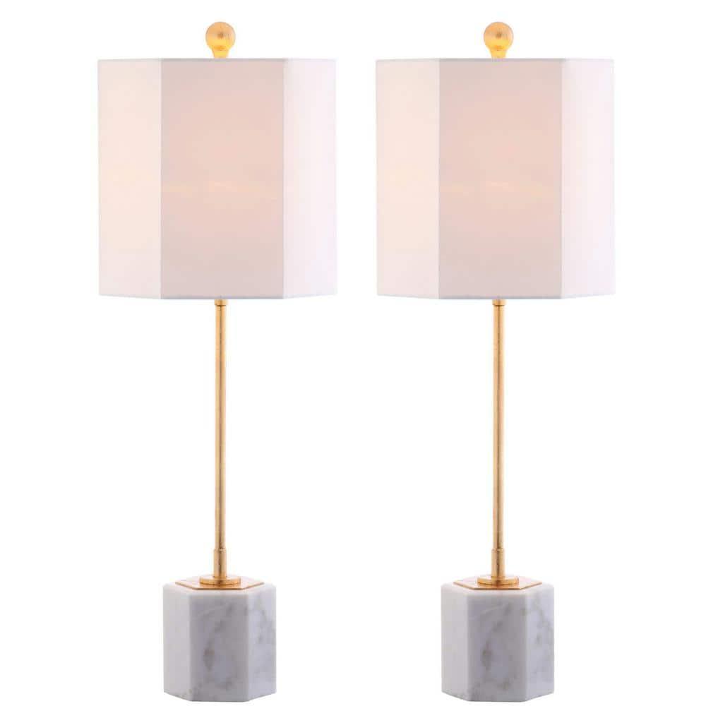 Magdalene Marble Table Lamp (Set of 2) - 29 Inch Height - TBL4069 - White Marble/Gold - Safavieh