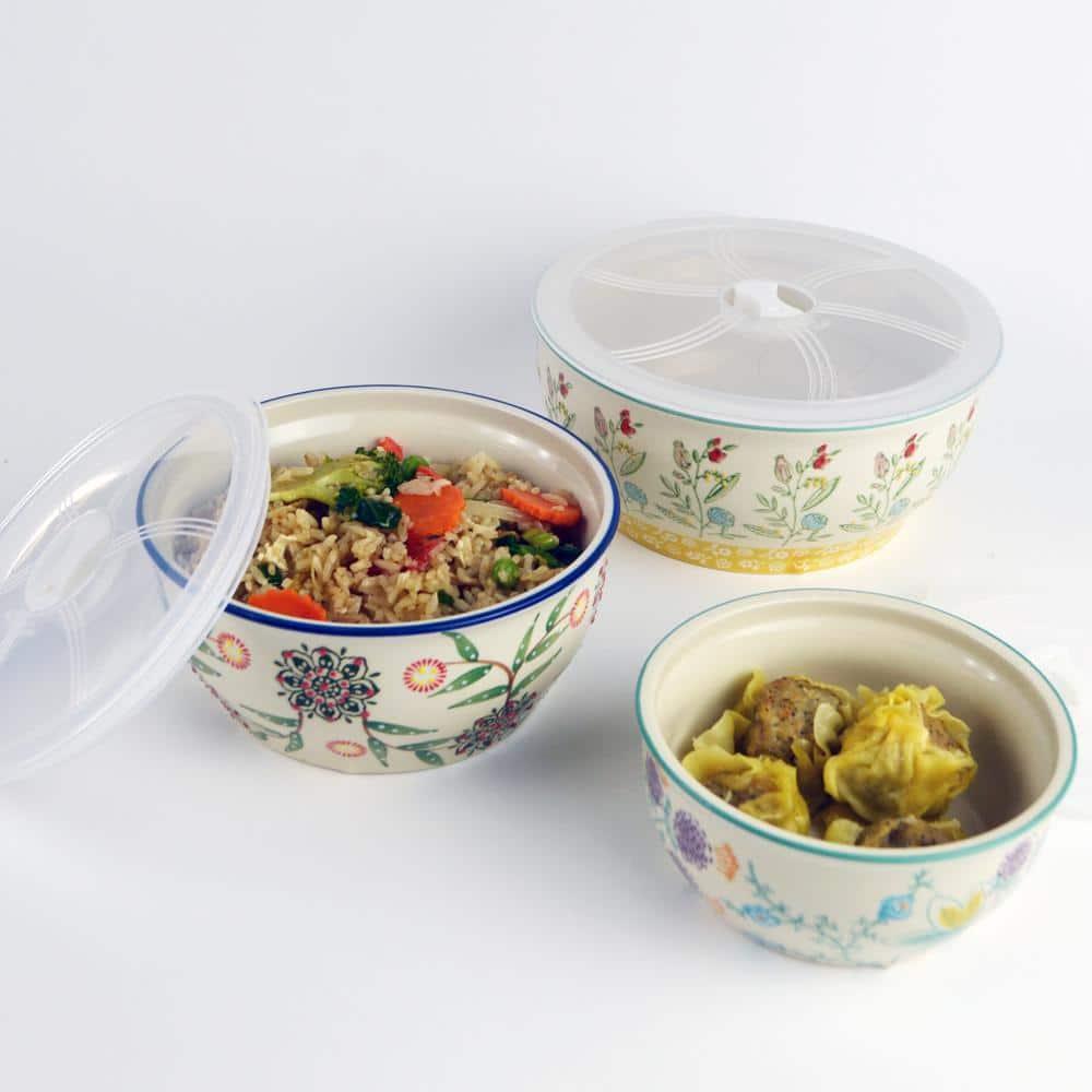 Ella 3 Piece Stoneware Storage Bowls Set with Lids
