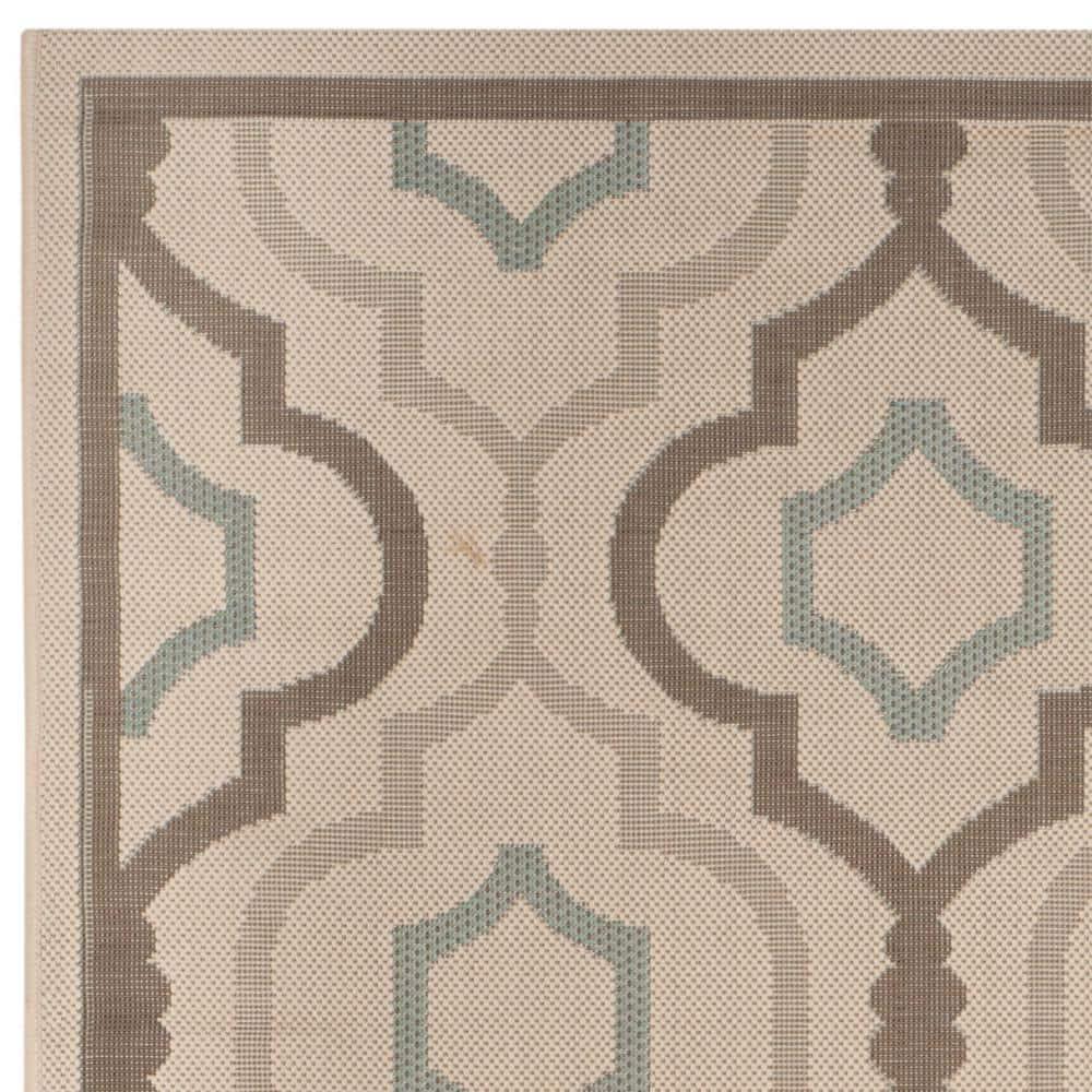 SAFAVIEH Courtyard Bayon Geometric Indoor/Outdoor Area Rug, Beige/Dark Beige, 5'3" x 7'7"