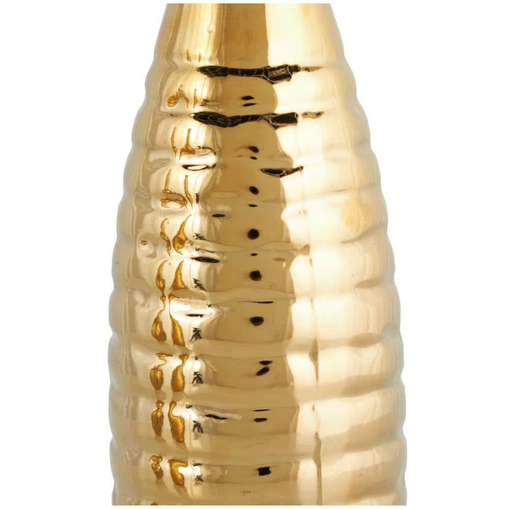 Olivia & May Decorative Ceramic Vases Gold 12" 3pk: Stoneware Novelty Containers, Spot Clean, Set of Three
