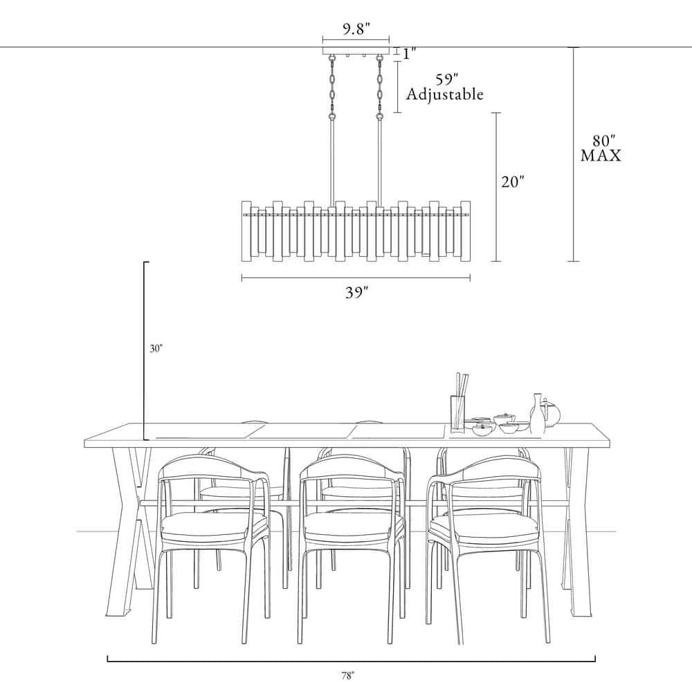 LNC Modern 6-Light 39" W. Glass Island Chandelier for Kitchen Island Dining Room - 39" W x 9.8" H x 9.9" D