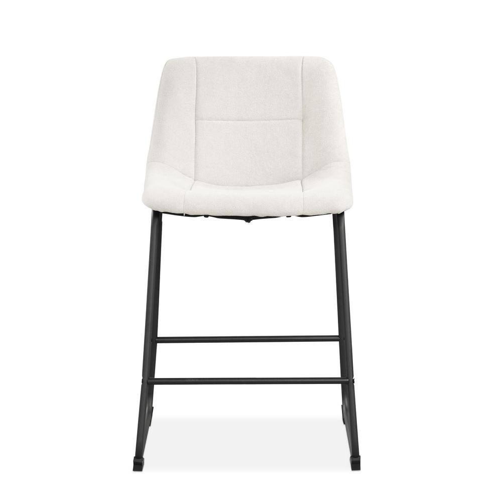 Furniture of America Perri Modern Chenille Counter Height Dining Chairs, White (Set of 2)