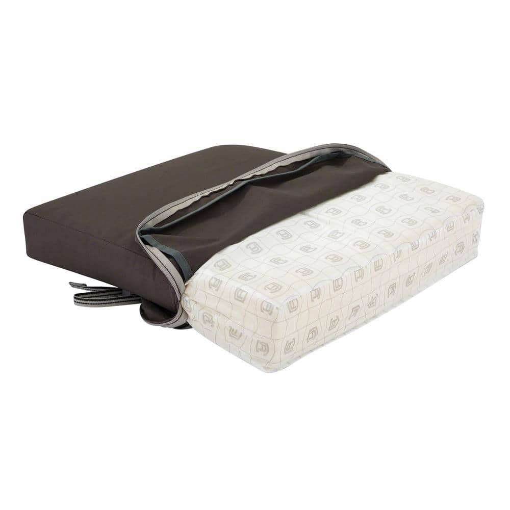 Classic Accessories Ravenna® Square Patio Seat Cushion Slip Cover & Foam - Durable Outdoor Cushion, Dark Taupe, 19"W x 19"D x 3"Thick
