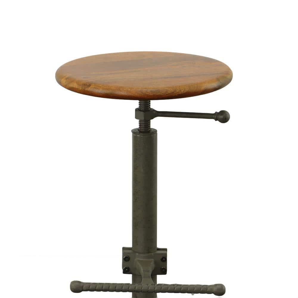 Carolina Living Jackson Adjustable Barstool Metal/Chestnut: Round, Backless, 250lb Capacity, Rustic Style