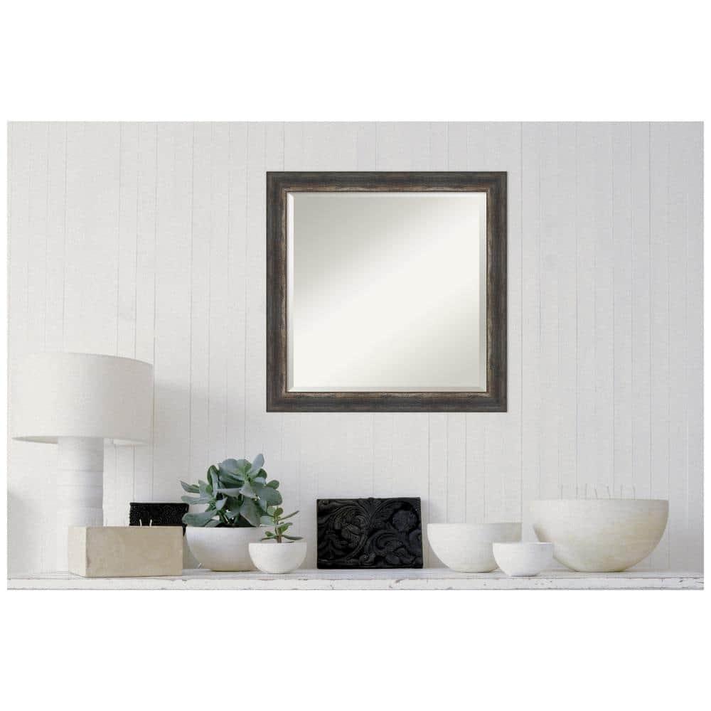 Bronze Bark Texture Rectangular Wood Vanity Mirror 30x30