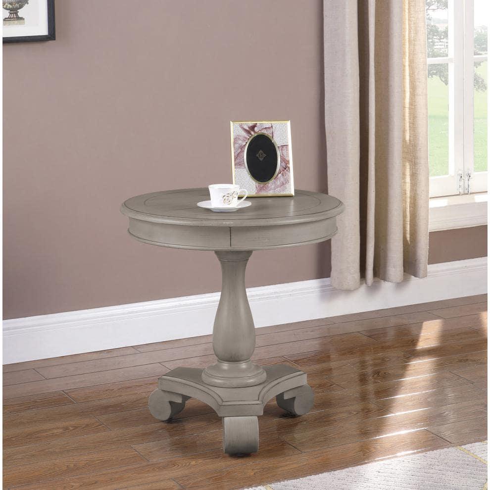 Best Master Furniture Engineered Wood Round End Table in Antique Gray