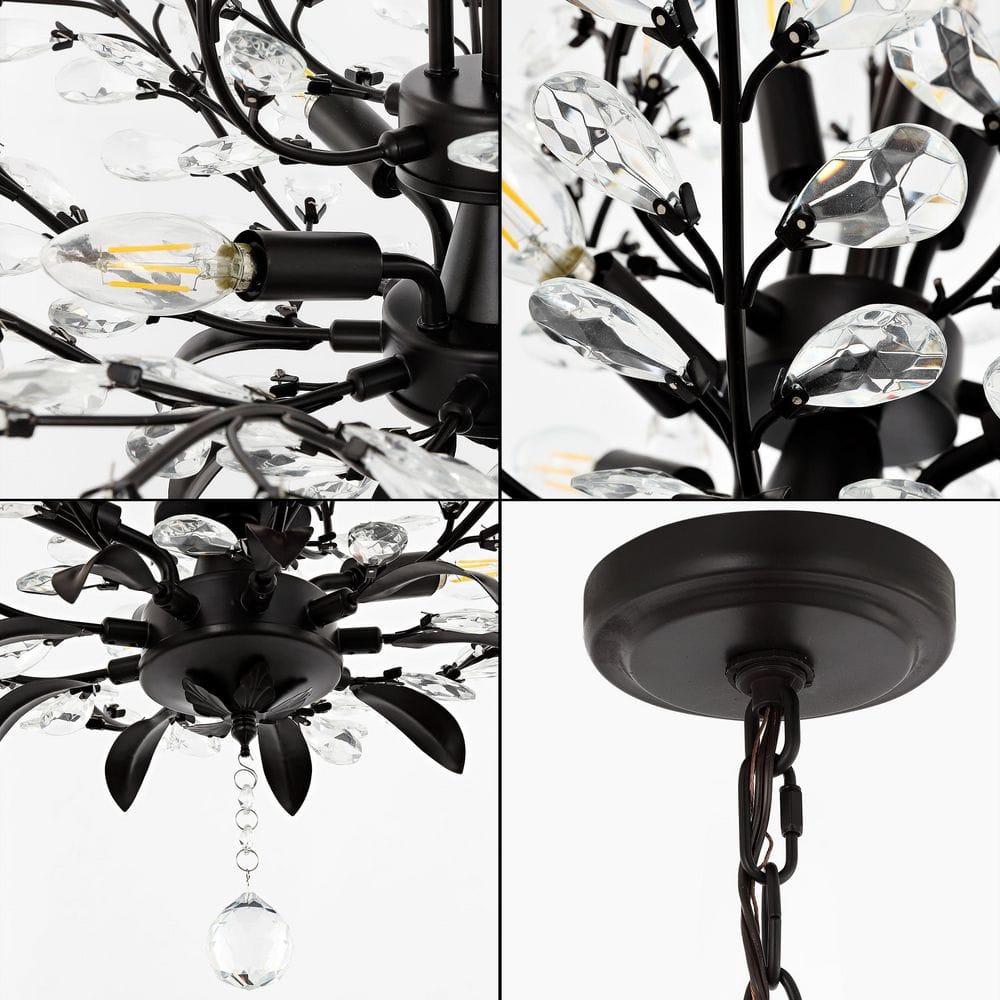 28.5" 7-Light Diantha Contemporary Bohemian Iron/Acrylic LED Pendant Oil Rubbed Bronze/Clear - JONATHAN Y: ETL Listed, Adjustable Height