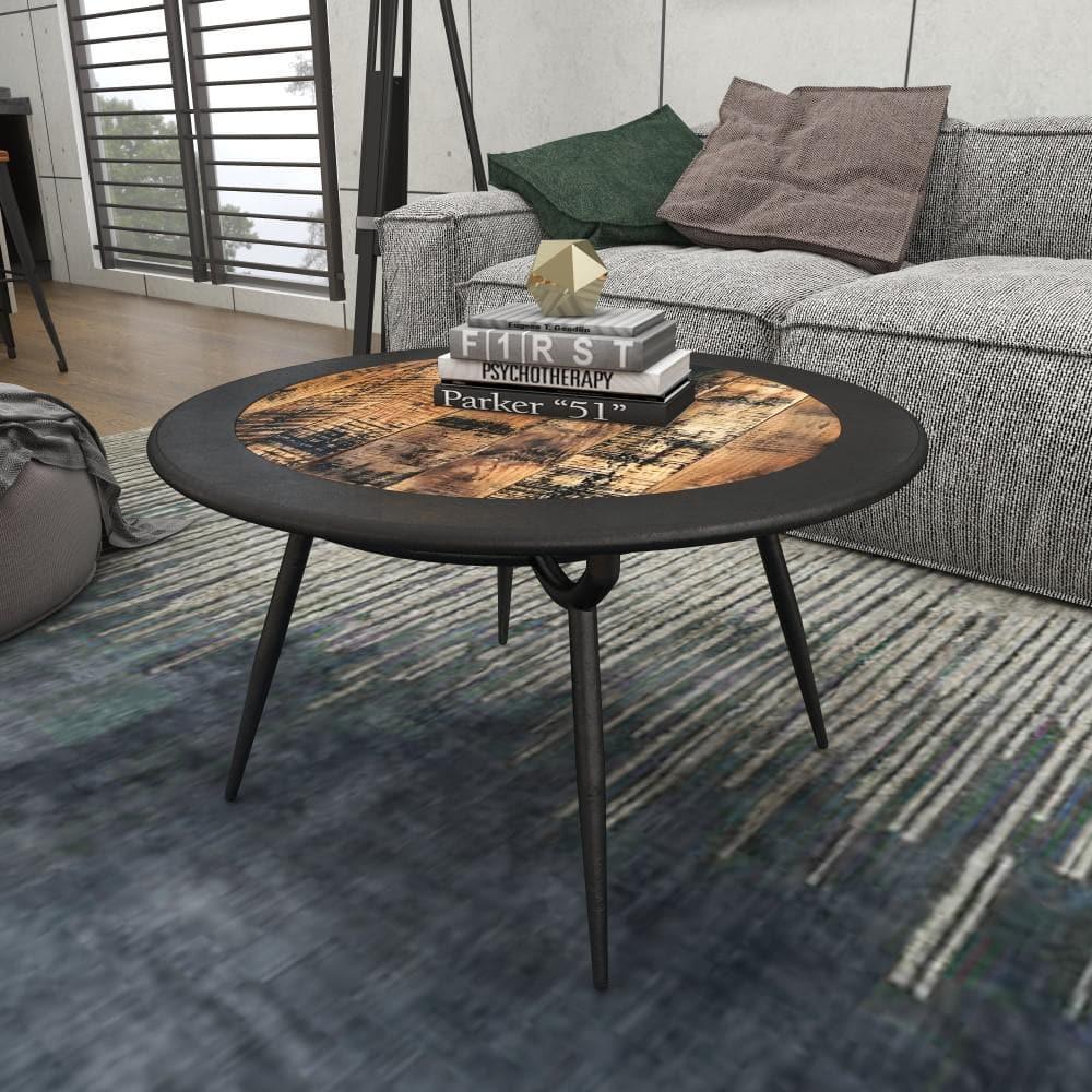 Wood and Iron Coffee Table Gray - Olivia & May: Mid-Century Modern, Oil Rubbed Finish, Tapered Legs