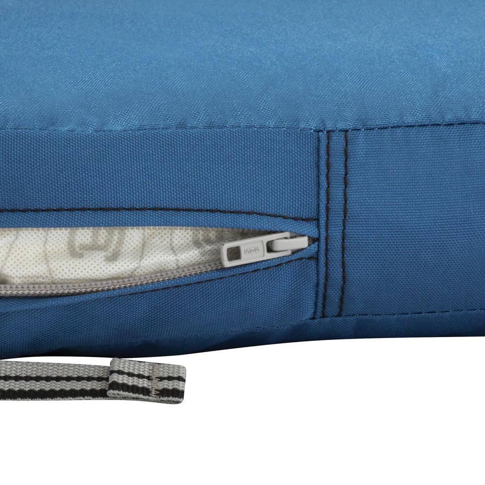 19" x 19" x 3" Ravenna Water-Resistant Patio Seat Cushion Empire Blue - Classic Accessories: Removable Polyester Cover, Zippered
