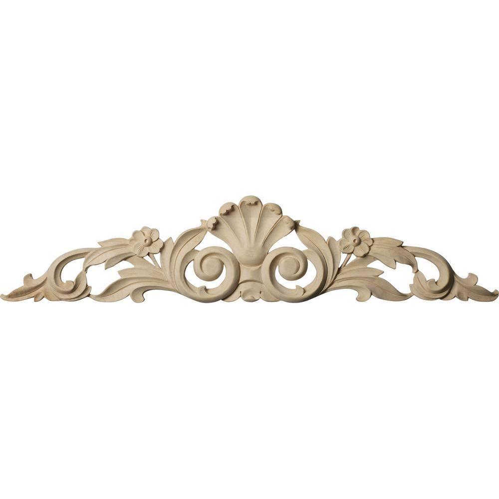 Ekena Millwork 24 1/8"W x 5 1/8"H x 3/4"D Medium Farmingdale Center with Scrolls, Maple