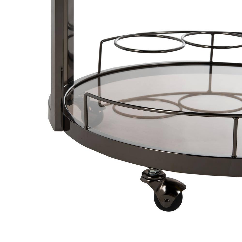 Rio 3 Tier Round Bar Cart - BCT8002B - Black Nickel/Tea - Safavieh