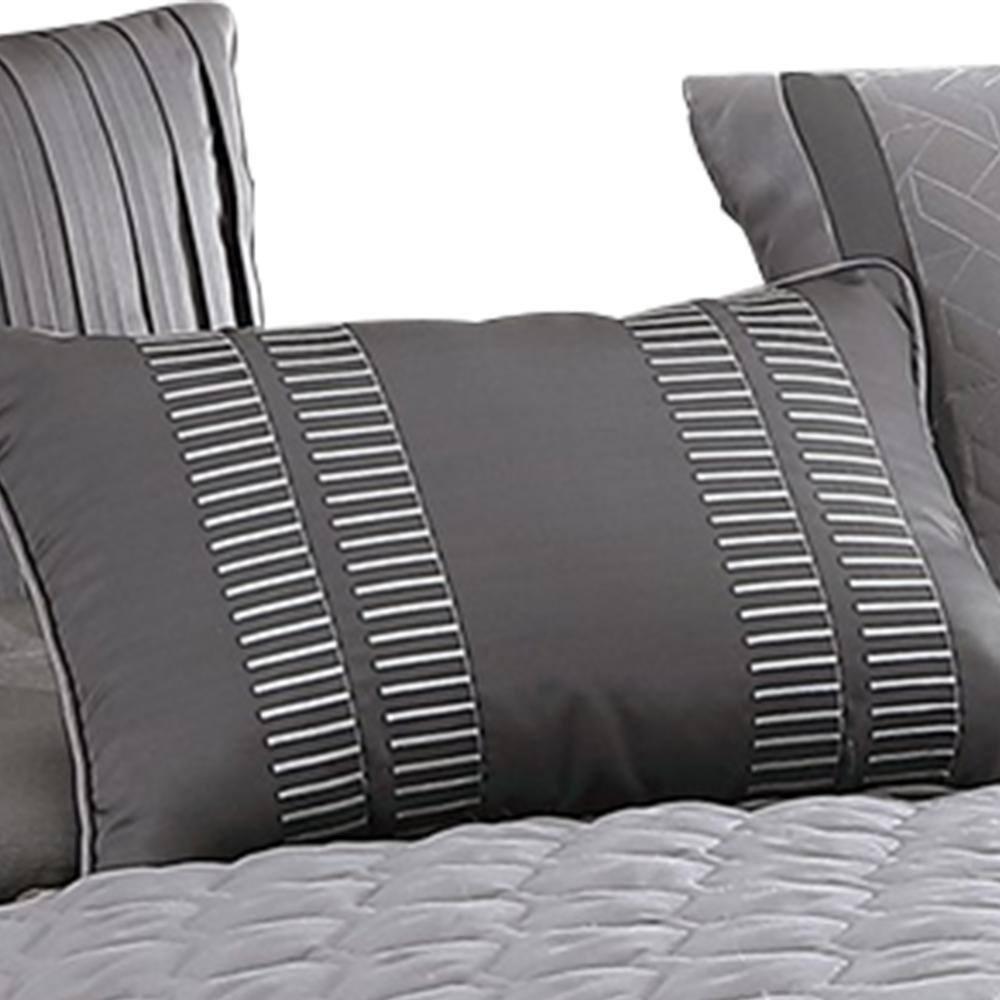 Benjara Gray Microfiber 10 Piece Comforter Set