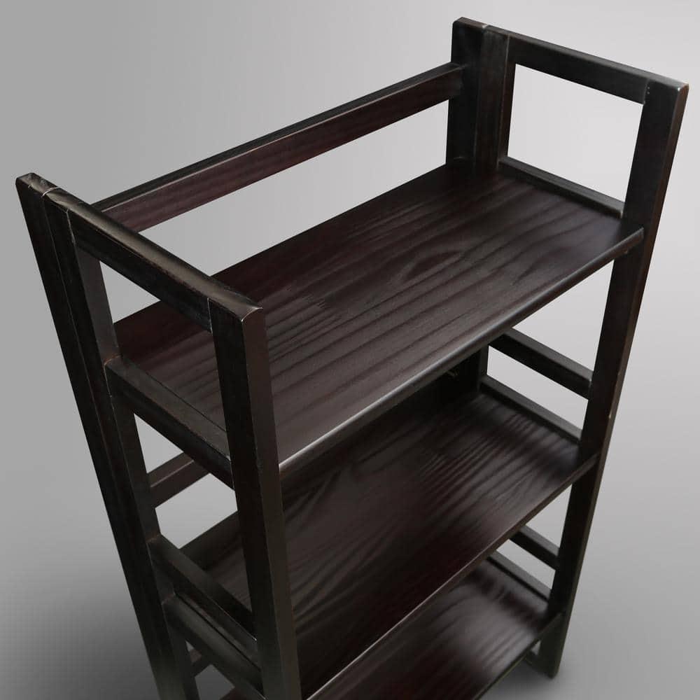 3-Shelf Folding Student Bookcase 20.75" Wide-Espresso
