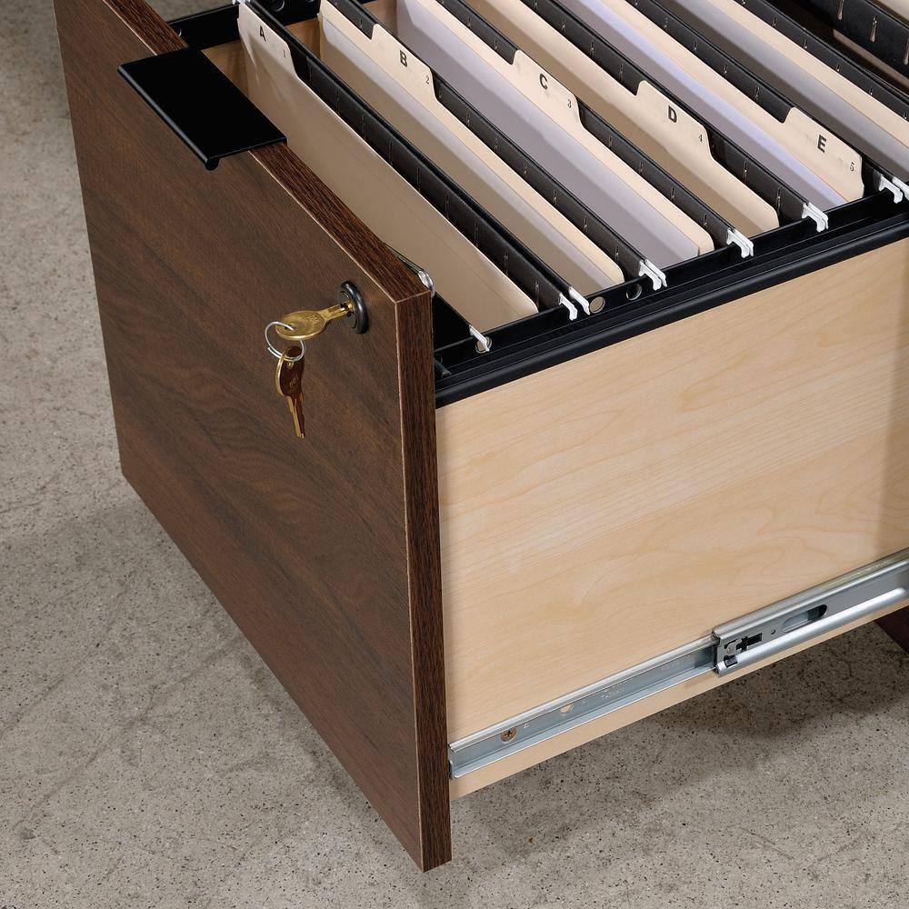 Executive Corner L-Desk in Spiced Mahogany with Filing Drawers