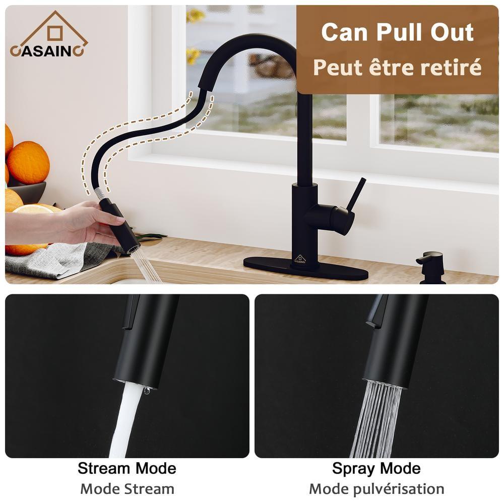 Willow Single-Handle Pull Down Sprayer Kitchen Faucet with Infrared Sensor, Soap Dispenser and Deck Plate