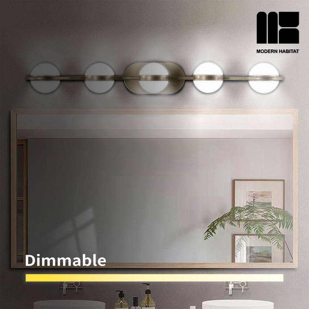 Modern Habitat DivineDazzle 5 - Light Dimmable Gold LED Vanity Light