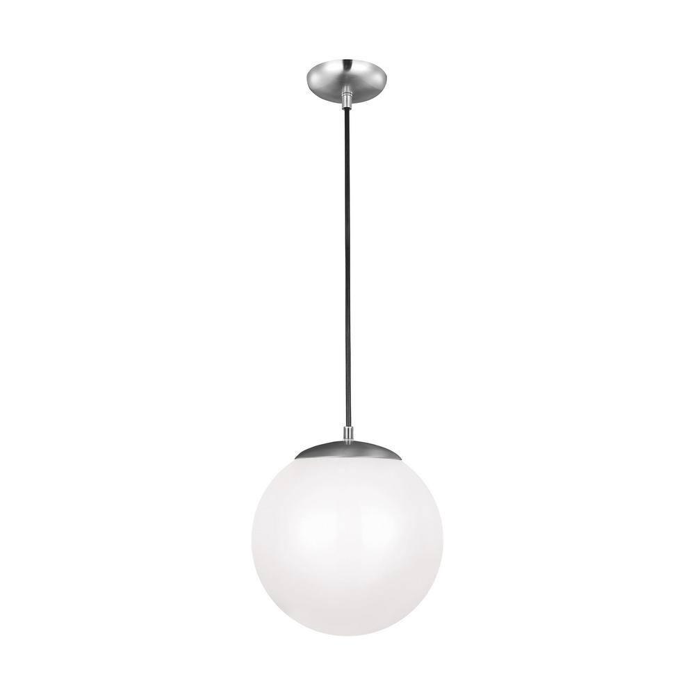 Satin Aluminum 12" Globe Pendant Light with Smooth White Glass Diffuser