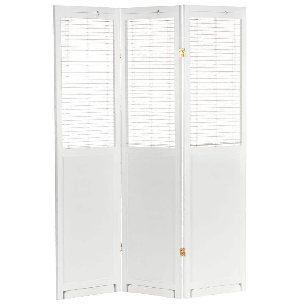 Oriental Furniture 6 ft. Tall Adjustable Shutter Room Divider White - 3 Panel