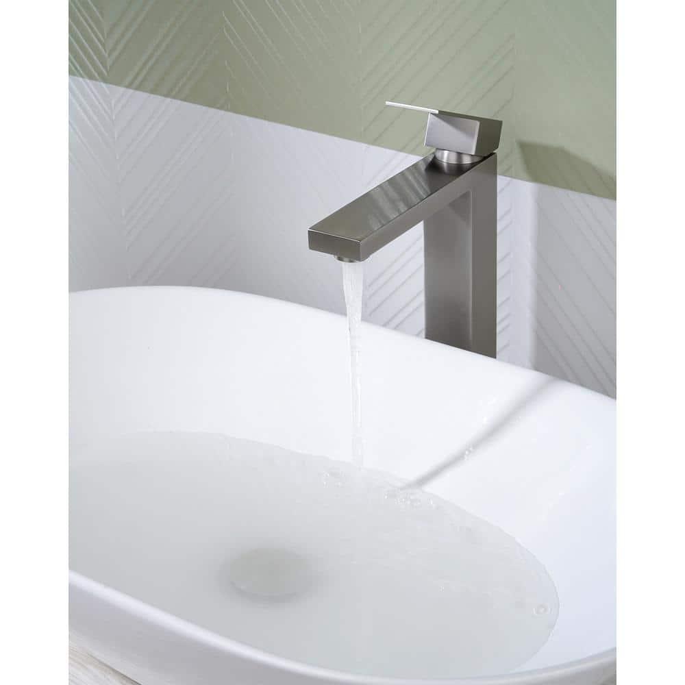 High Arc Single Handle Single Hole Bathroom Faucet With Drain Kit