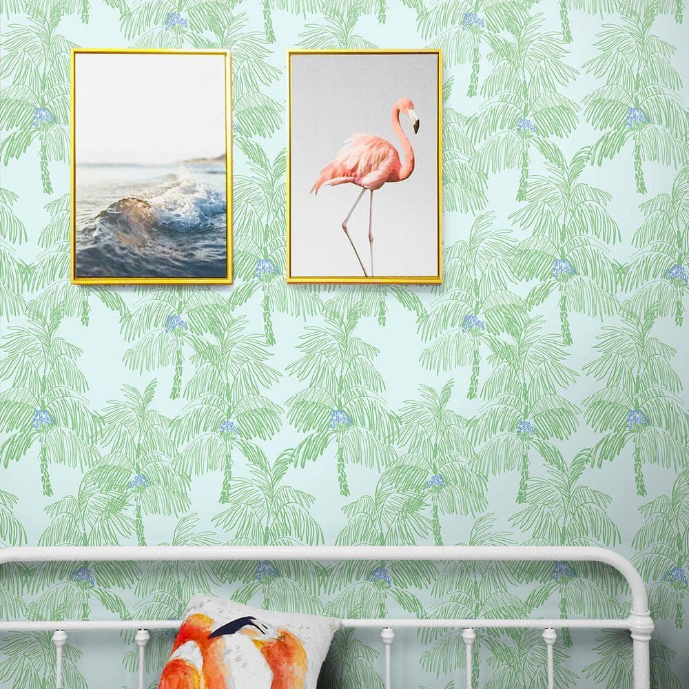 NextWall  Palm Beach Peel and Stick Wallpaper Baby Blue & Seafoam