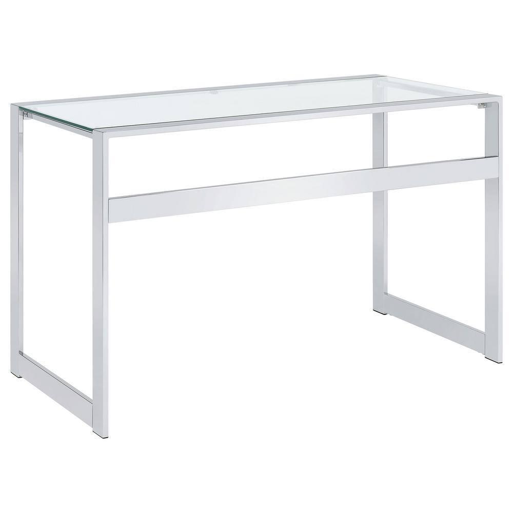 Hartford Minimal Glass Top Writing Desk Chrome - Coaster