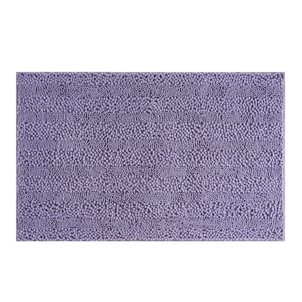 Wisteria Purple Chenille Non-Slip Polyester Bath Mat, 27" x 45"