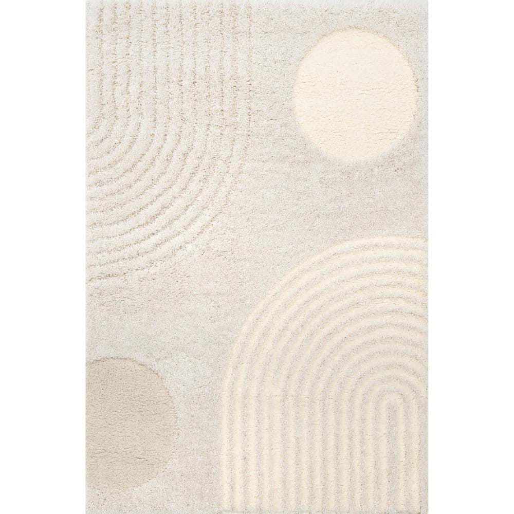 Nuloom Gloria Abstract 8x10 Shag Indoor Area Rug for Living Room Bedroom Dining Room Nursery Kitchen, Beige