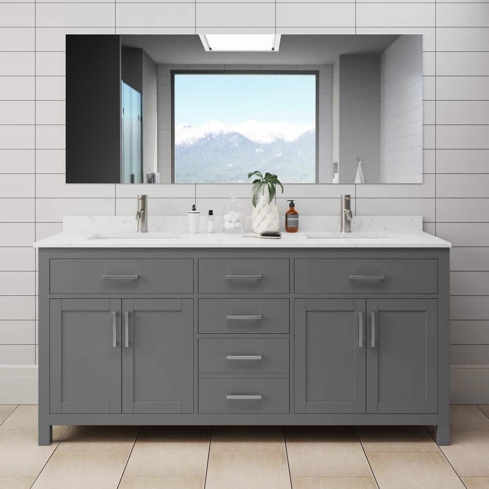 Beckett 72" Freestanding Double Bathroom Vanity with Cultured Marble Top