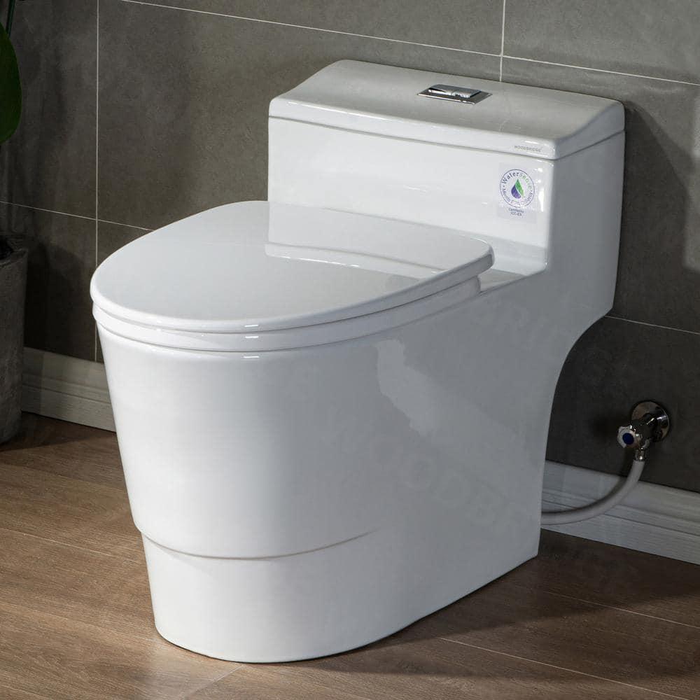 WoodBridge 1.6 Gallons GPF Elongated Comfort Height Floor Mounted One-Piece Toilet (Seat Included)