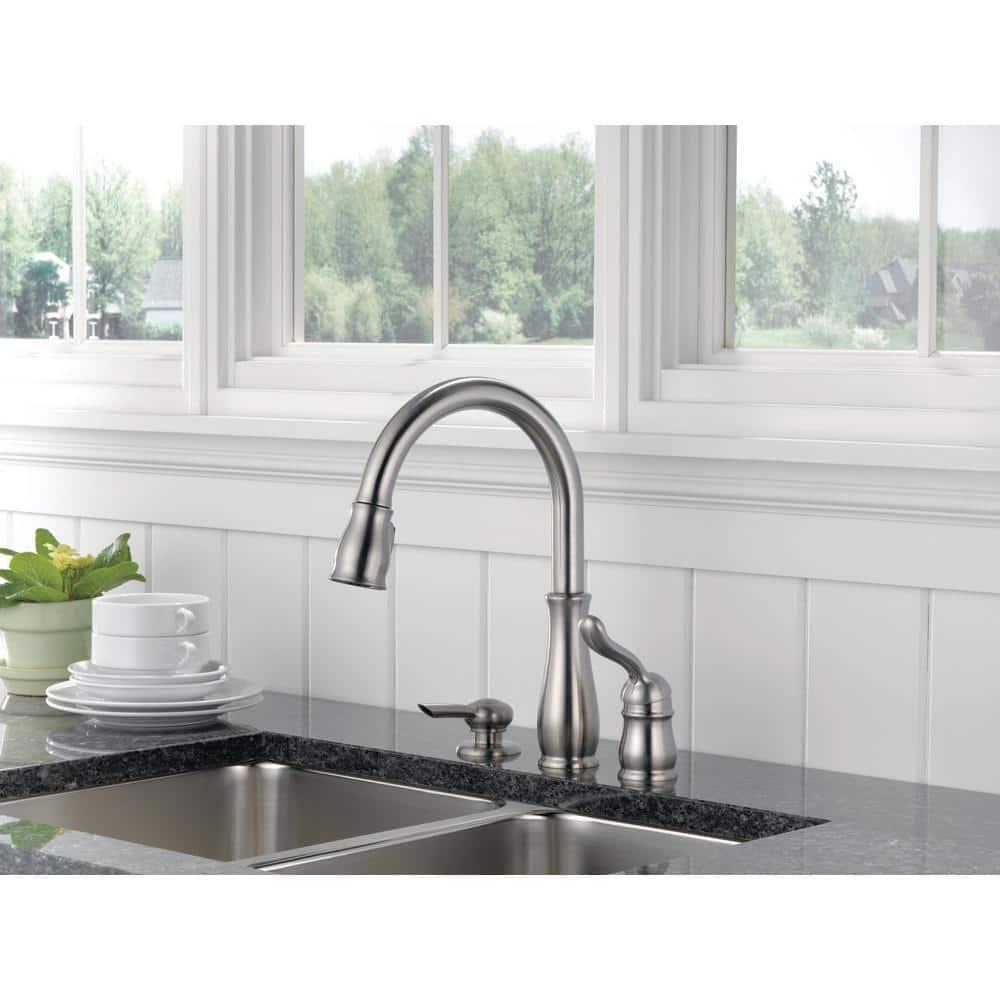 Leland Single Handle Widespread Kitchen Faucet with Optional Soap Dispenser